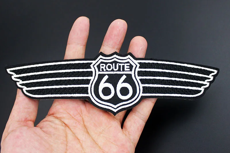 Большой размер Черный Route 66 бейджи патчи клеящиеся утюгом украшения аппликация для одежды нашивки для куртки «сделай сам» Лоскутная работа