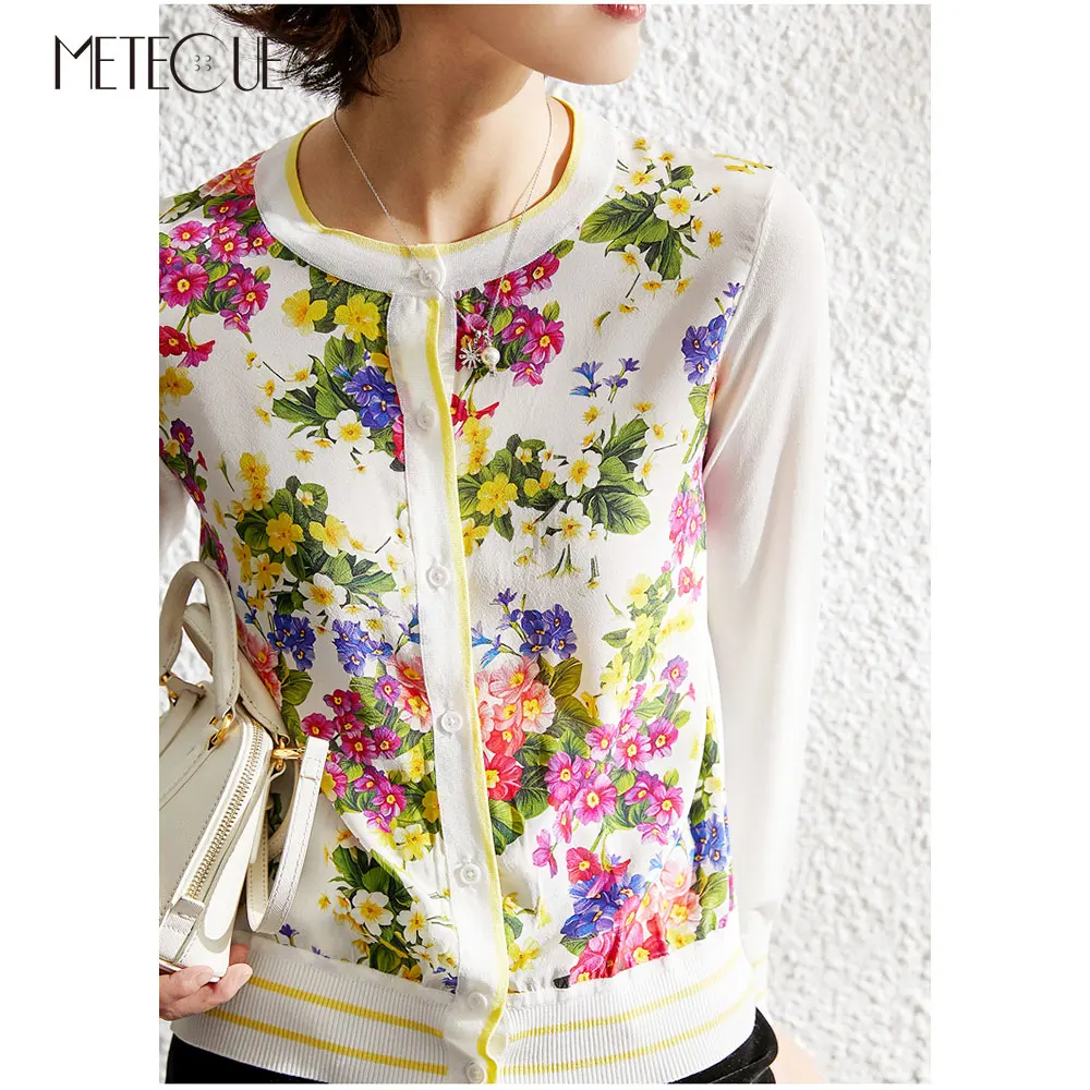 Шелковый вязаный лоскутный женский свитер 2019 Pre Весенняя мода с цветочным