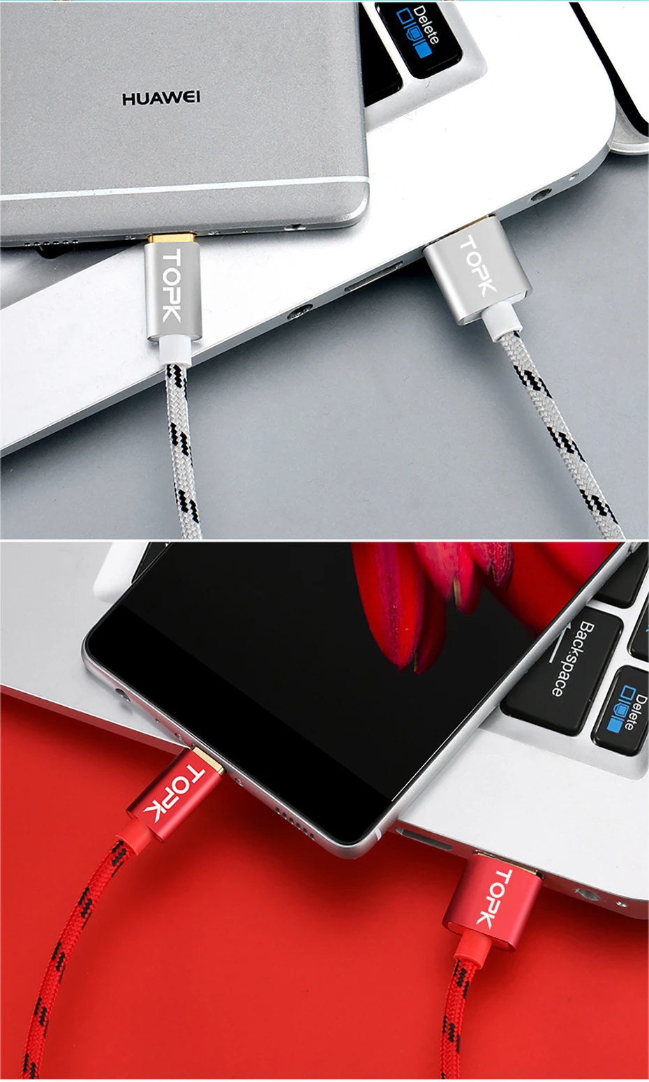 TOPK usb type-C кабель для Xiao mi Red mi Note 7 mi 9 кабель для быстрой зарядки и синхронизации данных USB C для samsung Galaxy S9 Oneplus 6t type-C