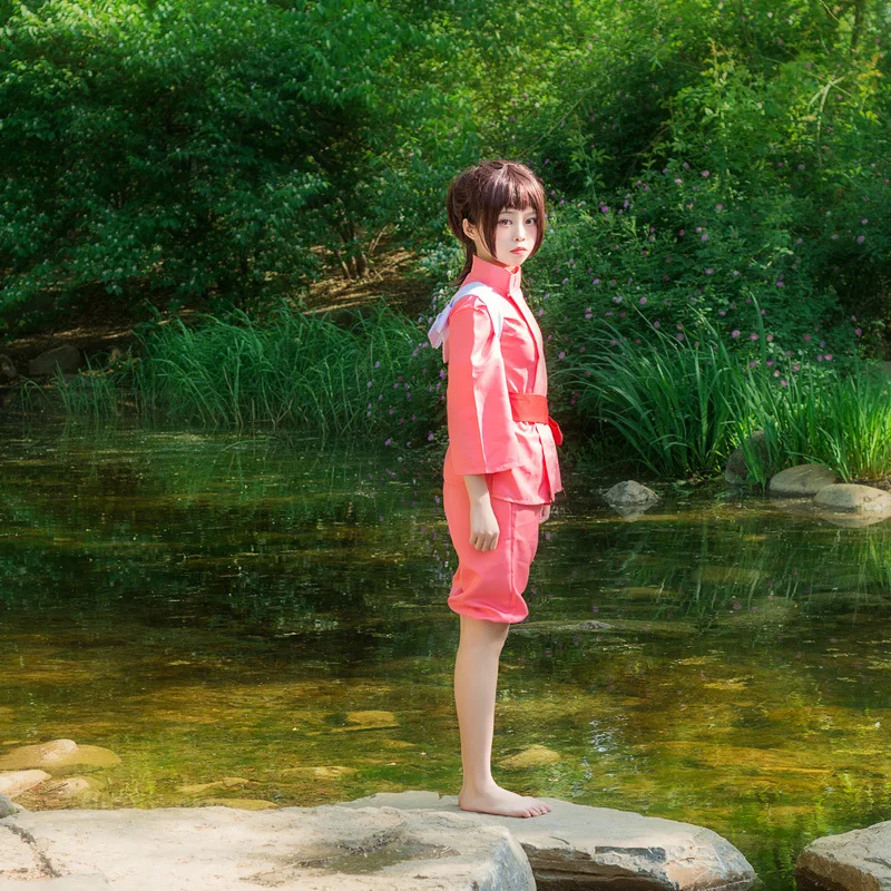 5 шт. аниме Унесенные призраками Sen to Chihiro no Kamikakushi Огино чихиро косплей костюм комплект и парики для женщин Хэллоуин косплей