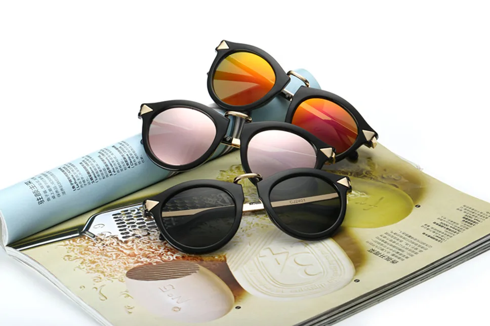 

LONSY Fashion Women Round Sunglasses Polarized Brand Designer Sun glasses Metal Legs Eyewear UV400 gafas de sol mujer