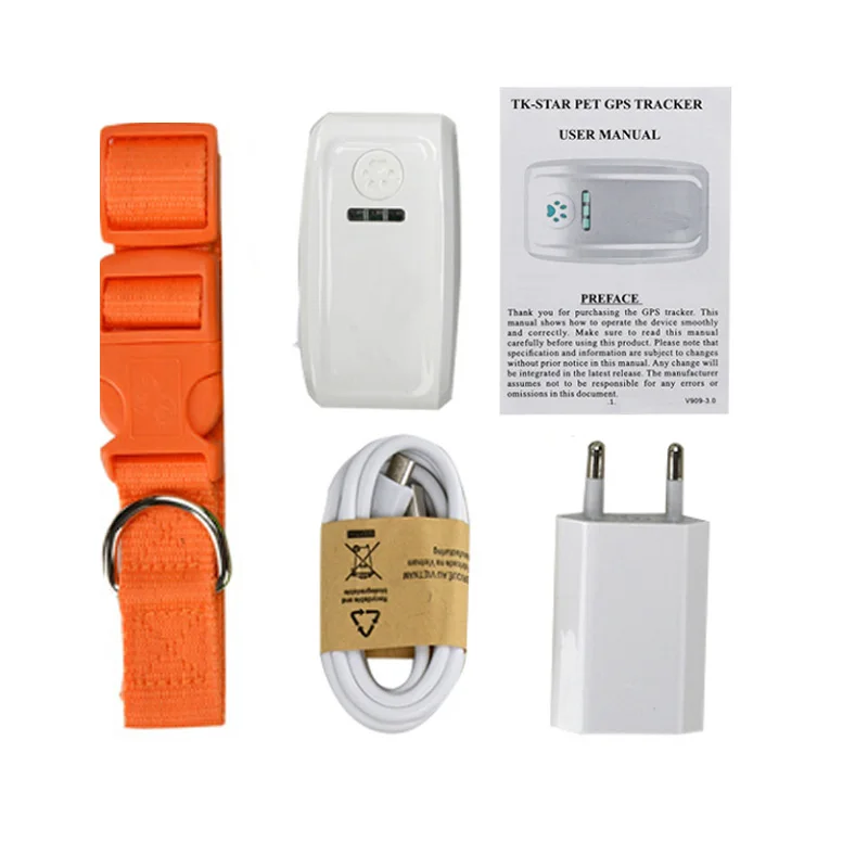 orange without box Водонепроницаемый TKSTAR LK909 TK909 gps трекер в режиме реального времени для питомцев, собак, кошек, кроликов, gps ошейник для отслеживания, платформа - Цвет: orange without box