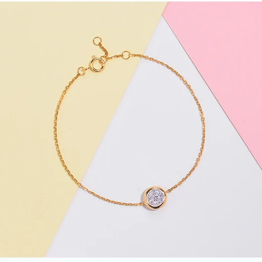 Женский браслет из 18 каратного золота с натуральными бриллиантами|Гибкие и