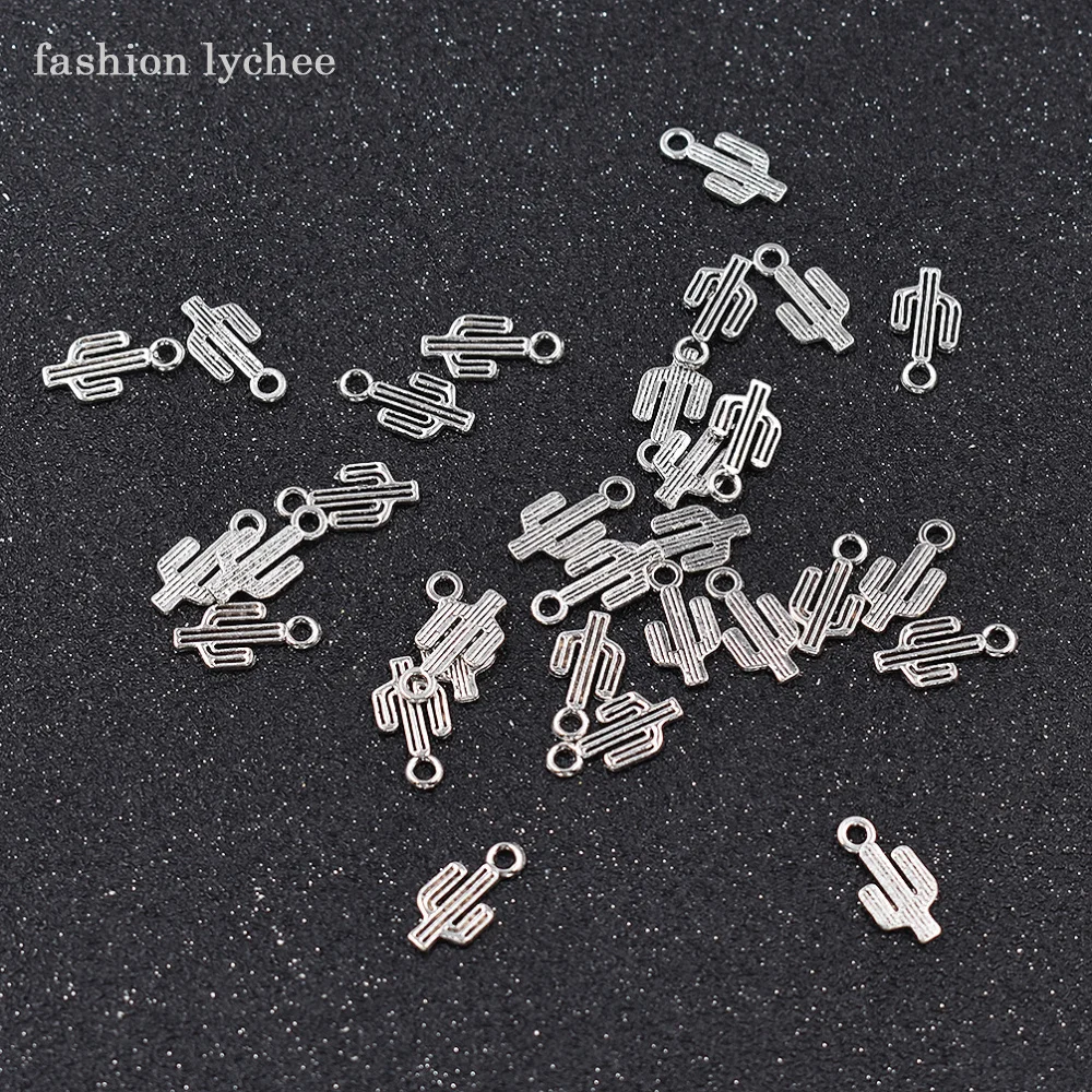 Модные lychee 30 шт тибетские серебряные милые кактус Подвески бусины для DIY