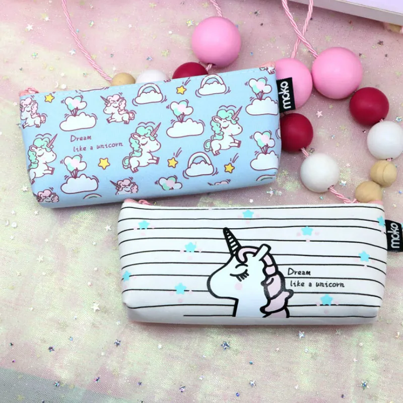 Мультяшный Единорог чехол для карандашей гелевые милые школьные принадлежности