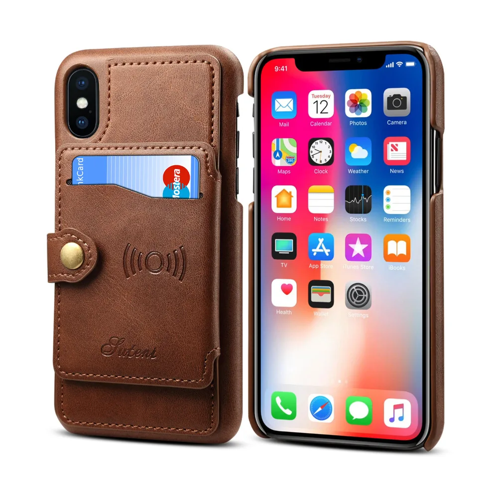 KDS чехол из искусственной кожи для iPhone X несколько держателей карт чехлы 8 7 6s Plus Xs с