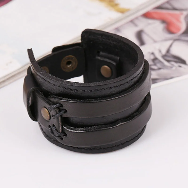 Мужской браслет ручной работы в стиле панк мужские ювелирные изделия кожаный