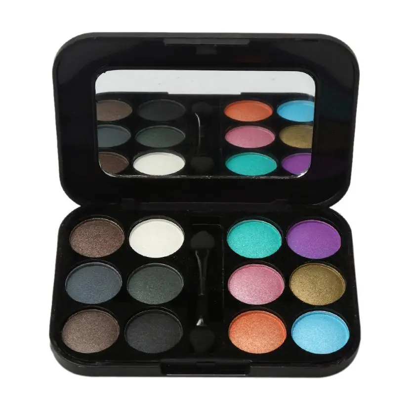 12 Цветов тени для век 1 комплект про Палитра косметических кистей зеркалом