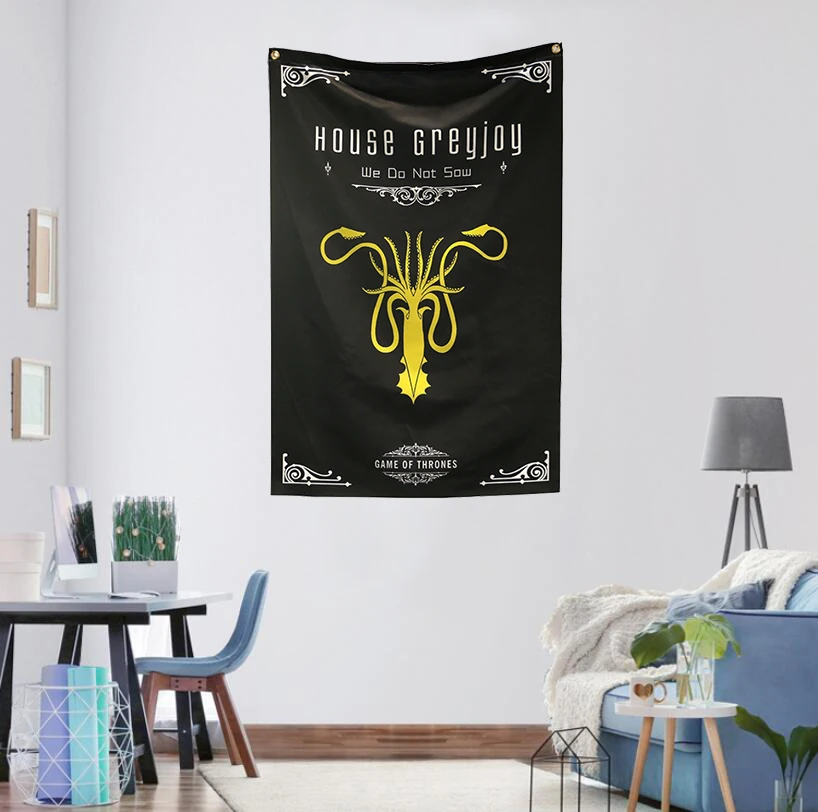 Флаг "Игра престолов", флаг Старк, Талли, Таргариен, Ланнистер, Баратеон, Мартелл, Аррин, Грейджой, Тирелл, флаг 68*104 см