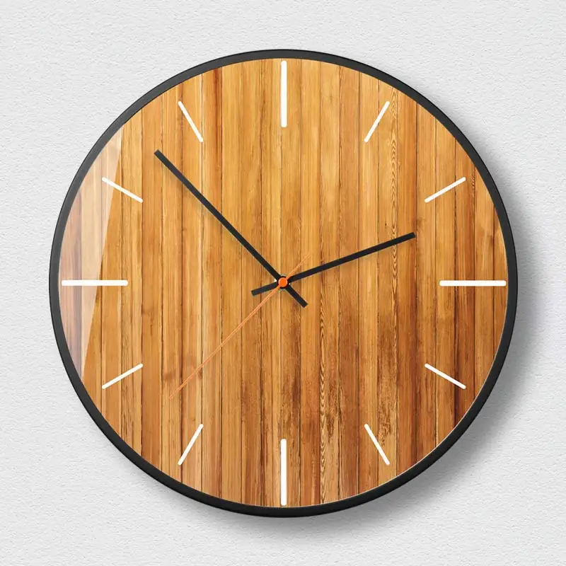 Wood grain creative personality home decoration wall clock minimalist art modern pop silent number 3d O220 | Дом и сад