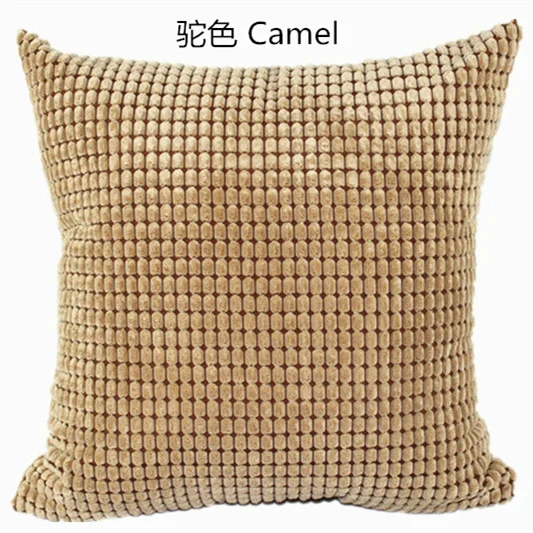 Big plaid Camel Nordic подушка в клетку для стула крышка мягкая полосатая бархатная Цвет однотонные диванные подушки, чехол для дивана домашний Декор автомобиля изготовленный на заказ 30/35/40/45/50/60 см - Цвет: Big plaid Camel