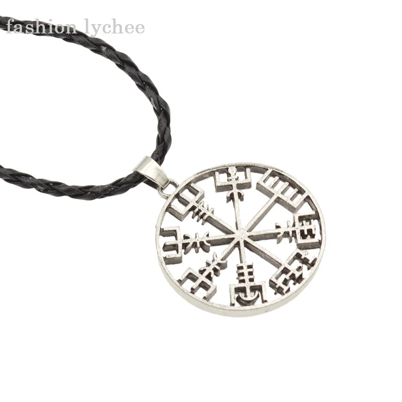 Модные личи руны викингов Vegvisir выдолбленные ожерелье подвеска с компасом Odin символ скандинавского рунического каната цепи мужские ювелирные изделия