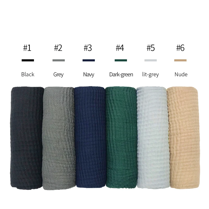1PC Women Solid viscose scarf with pleated crinkled scarves muslim hijab eid shawl soft foulard wrap 12 Colors Fast Shipping |