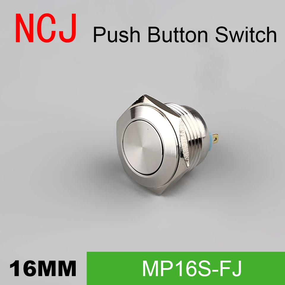 NCJ 16 мм 2-контактный металлический кнопочный переключатель IP67 мгновенная шаровая
