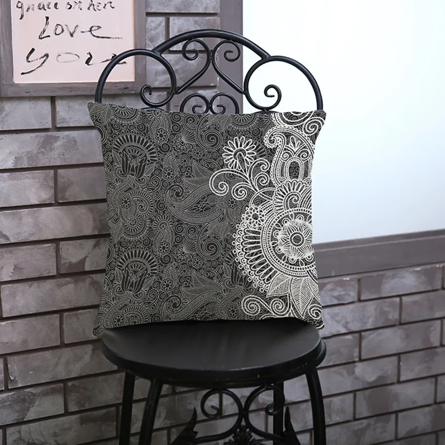 Винтажные декоративные подушки декоративное украшение из хлопка и льна в черно