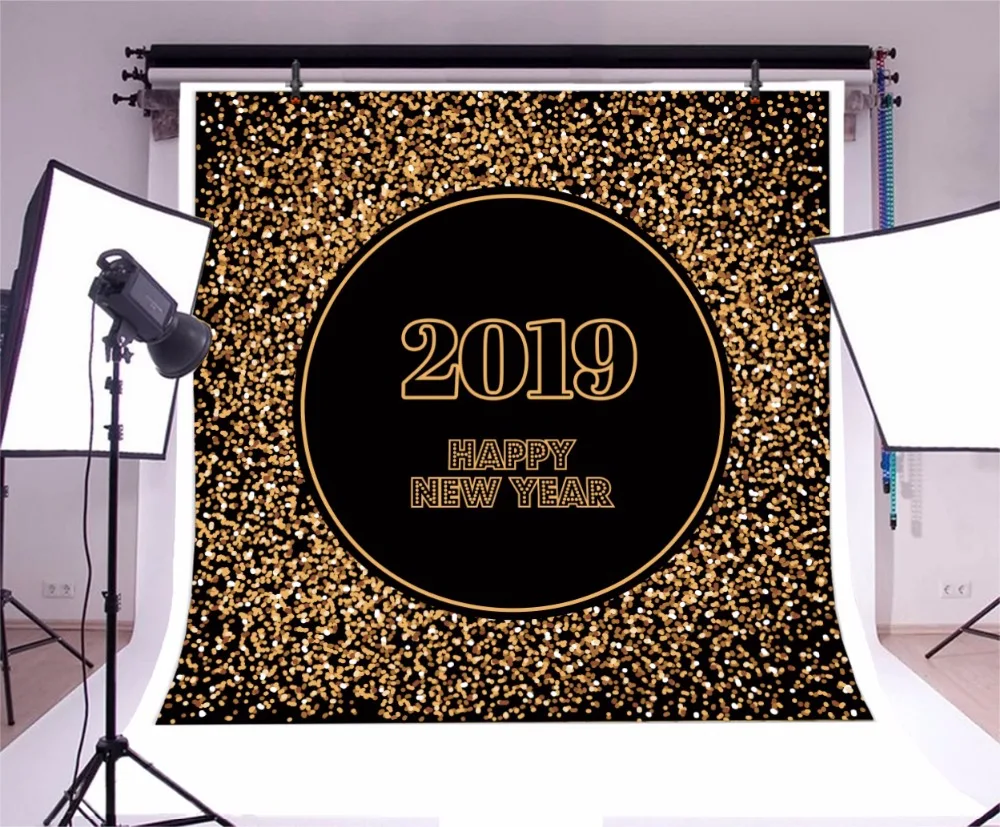 Laeacco с новым годом 2019 золотой темно-красный фон в горошек для фотосъемки