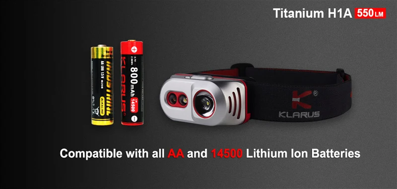 KLARUS titanium H1A CREE XP-L V3 светодиодный сверхяркий налобный фонарь AA с выходом 550 люменов