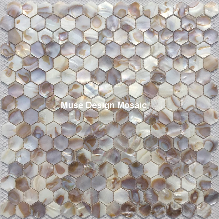 Мозаичная плитка из натуральной белой шестиугольной перламутровой раковины