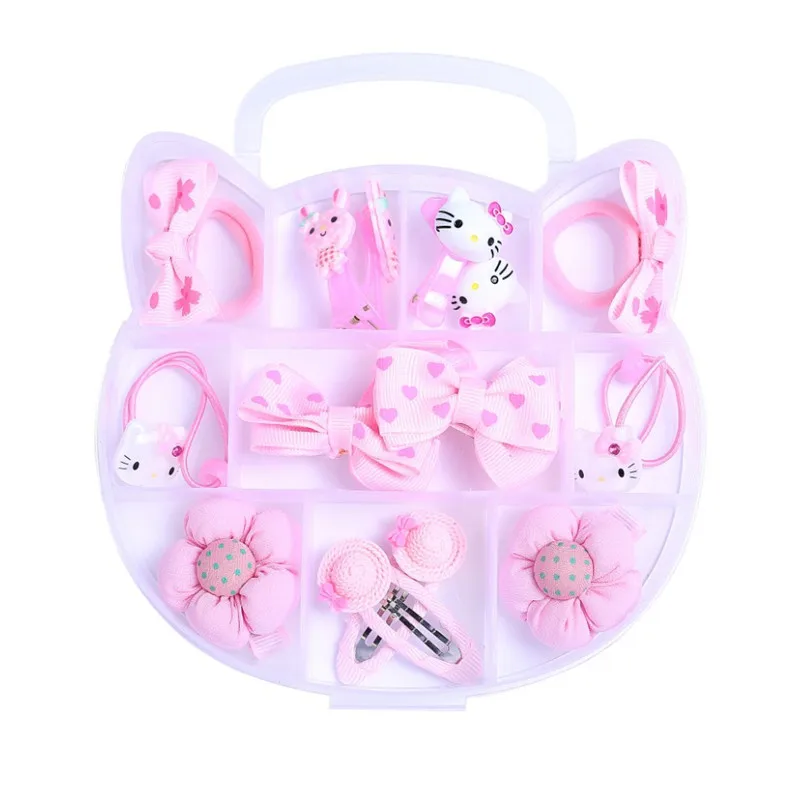 1 подарочный набор, аксессуары hello kitty для детей, заколка для волос для девочек, Резиновая лента, заколка для волос, тиара, головной убор, аксессуары LL01 - Цвет: Светло-голубой
