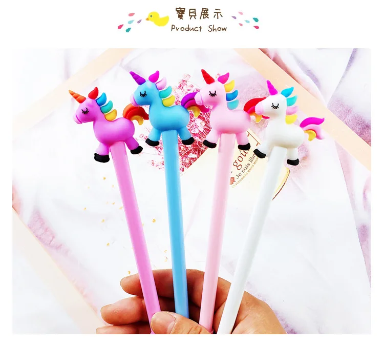 Радуга Единорог детская мультипликационная гелевая ручка милые Kawaii красивые черные чернила ручка для девочки детский подарок канцелярские принадлежности для офиса и школы