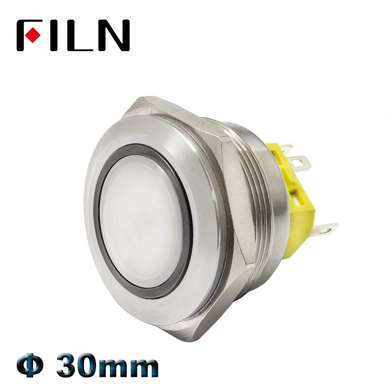 30mm red bi-color RGB led Metal Push Button Switch momentary latching waterpoof 2no2nc pushbutton switch on off stainless steel |