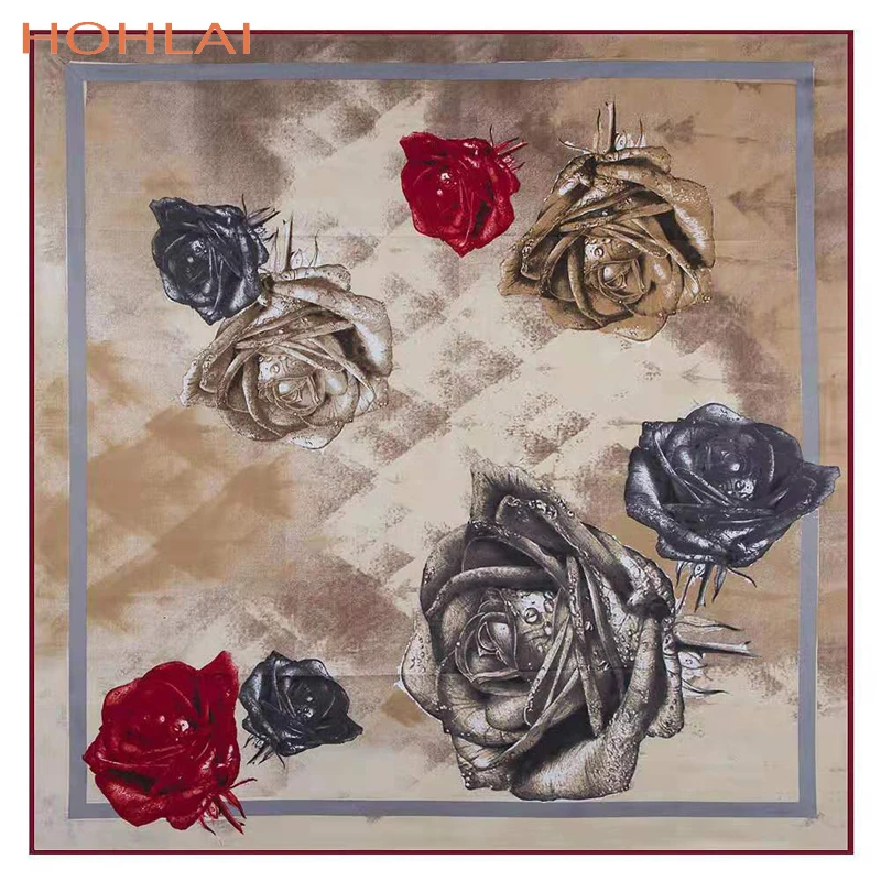 Роскошный брендовый 100% саржевый Шелковый женский квадратный шарф 130*130 см