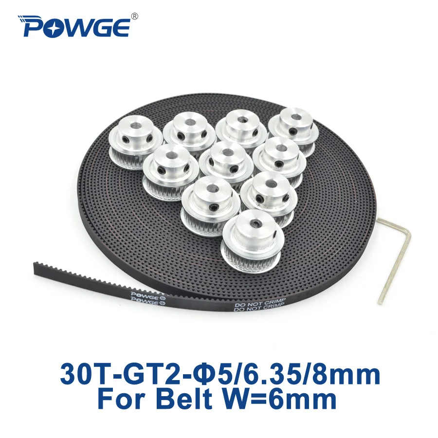 POWGE 10 шт. 30 зубцов GT2 зубчатый шкив диаметр 5 мм 6 35 8 + метров ширина ремень