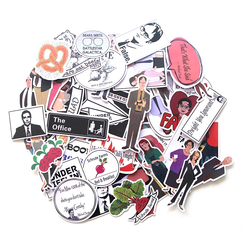 46pcs The office tv show Creative badges DIY decorative stickers Cartoon for DIY PC wall notebook phone scrapbooking album E0002