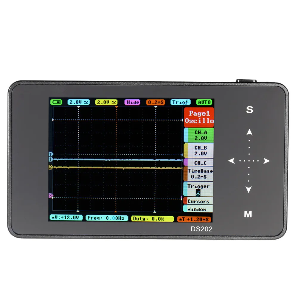 Профессиональный цифровой мини осциллограф 2 канальный USB интерфейс ЖК дисплей
