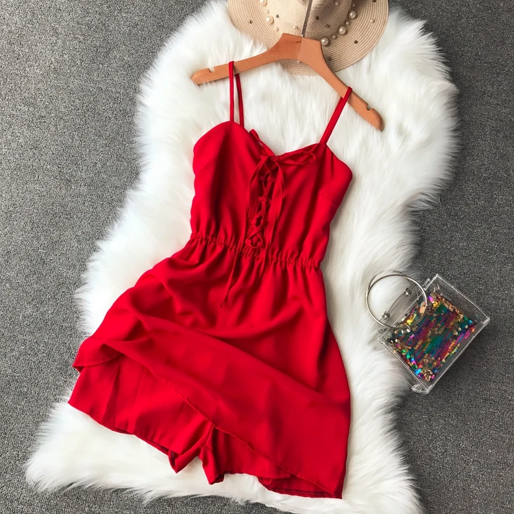 Женский Летний комбинезон в стиле ретро облегающий однотонный короткий на