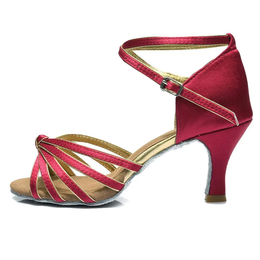 7cm heels DarkRed Горячая Распродажа Фирменная Новинка Для женщин Бальные туфли для латиноамериканских танцев, танго, туфли на каблуке, стимулирование сбыта, сальсы, латинских танцев; Танцы обувь Цвета каблуки - Цвет: 7cm heels DarkRed