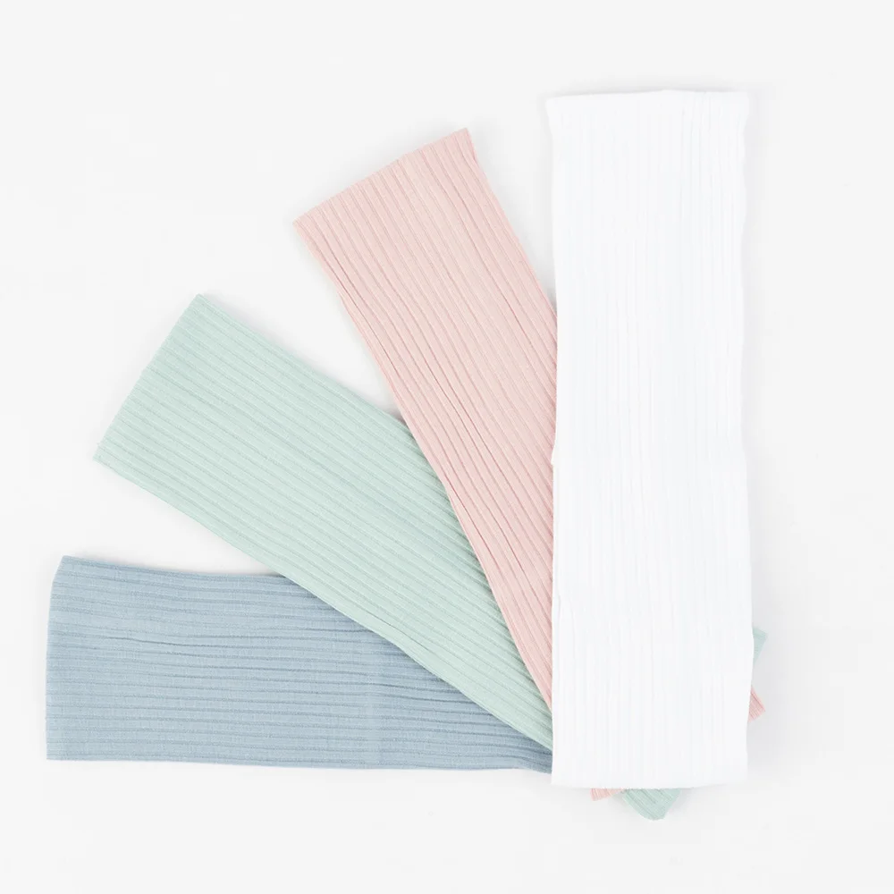 Женский однотонный ребристый ободок повседневный для волос на плоской резинке