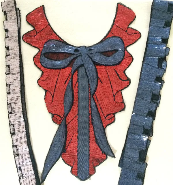 Модная блестящая Кружевная аппликация на воротник с вышивкой винтажная вышитая