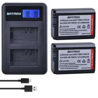 2pcs 2000mah np fw50 np fw50 camera battery lcd usb dual charger for sony alpha a6500 a6300 a6000 a5000 a3000 nex 3 a7r