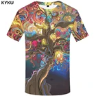 Мужская футболка с принтом в виде дерева KYKU, разноцветная Повседневная футболка с 3D-принтом, одежда в готическом стиле