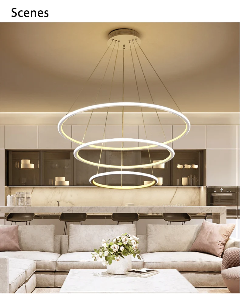 Современное светодиодное кольцо «подсвечник» Lustre Lighting с дистанционное управление алюминиевый светильник для столовой спальни Ресторан Avize светильники