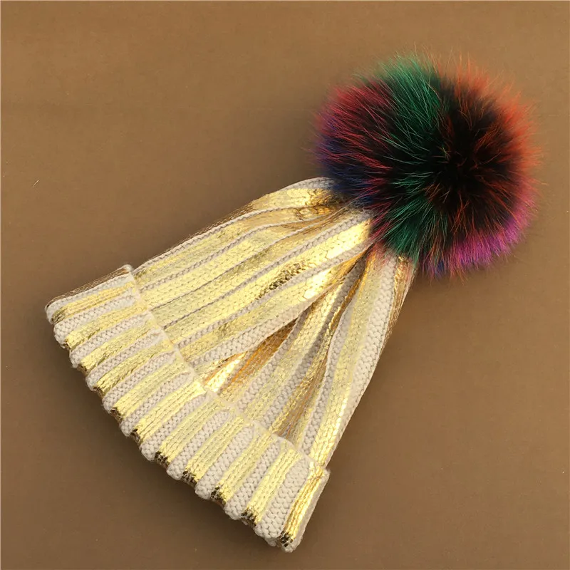 Зимняя женская разноцветная шапка с помпонами теплая вязаная эластичная Шапка