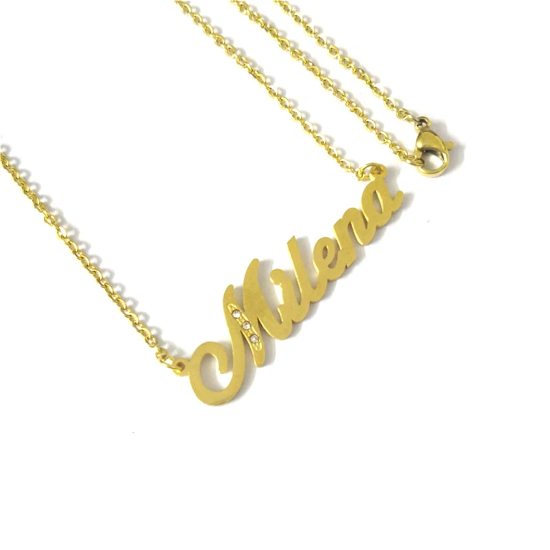 

FairLadyHood Trend Custom Name Necklace Gold Color "Milena" Name Pendant & Necklace Women Men Choker For Women Birthday Gift