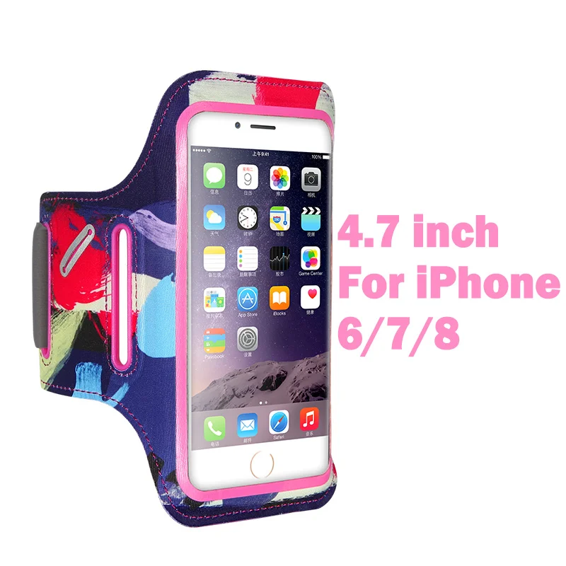 Pink 4.7 inch FLOVEME 4," нарукавная повязка для iPhone 8 6 6s 7 Спорт нарукавный чехол для телефона 5,5" дюймов бег фитнес повязку для iPhone 8 7 6 6s плюс сумка - Цвет: Pink 4.7 inch