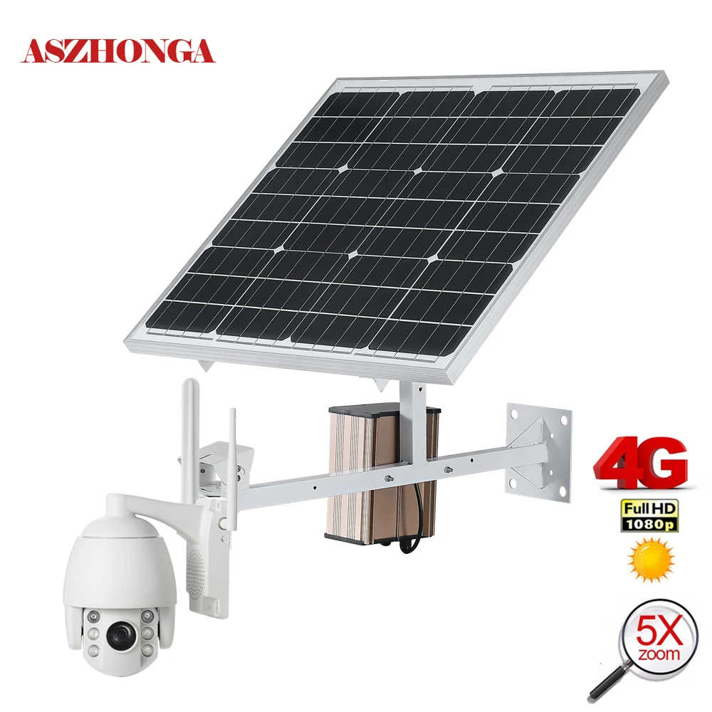 3g 4G sim-карта Беспроводная Солнечная камера безопасности 60W 40A солнечная панель 1080P 5X оптический зум ip-камера наружного видеонаблюдения