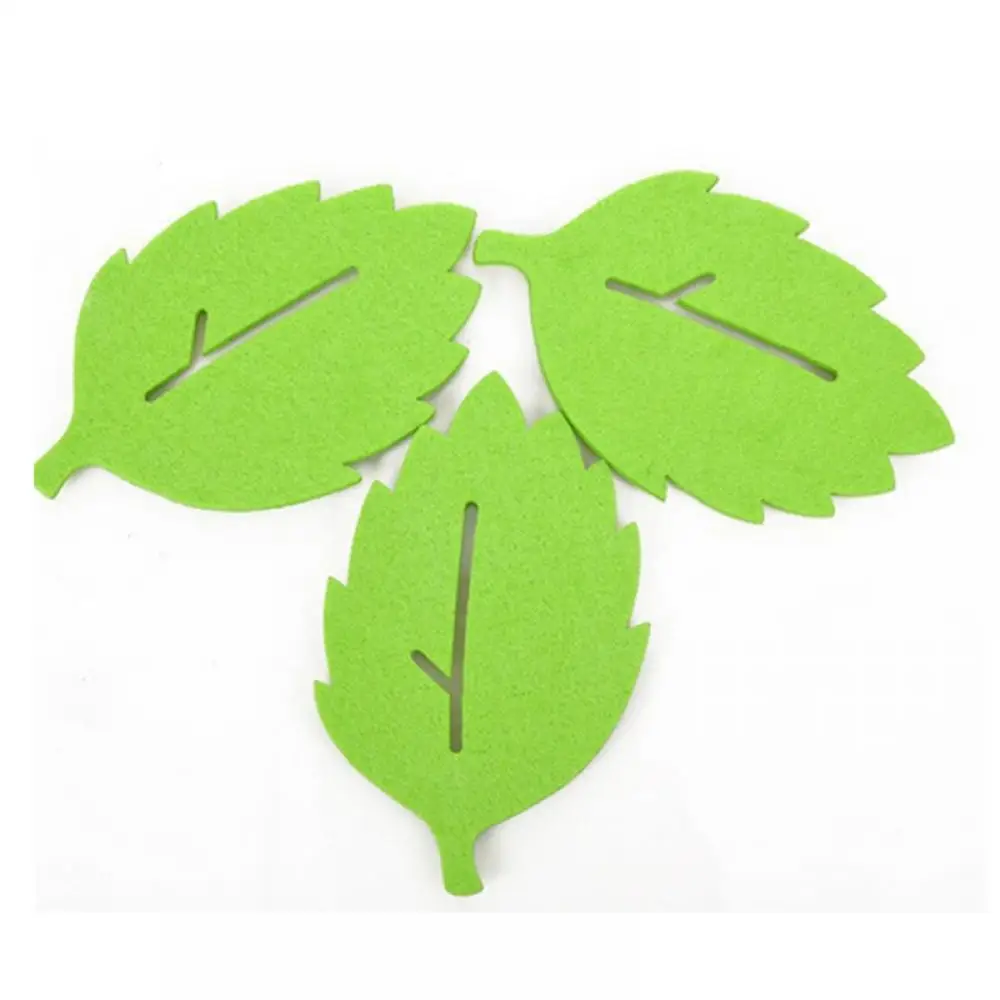 Мода 3 шт. лист образный подставка под чашку Теплоизоляционный войлочный столик