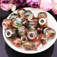 10pcs new 16mm big size flower large hole spacer glass beads for diy jewelry making spacer charms fit pandora bracelet necklace