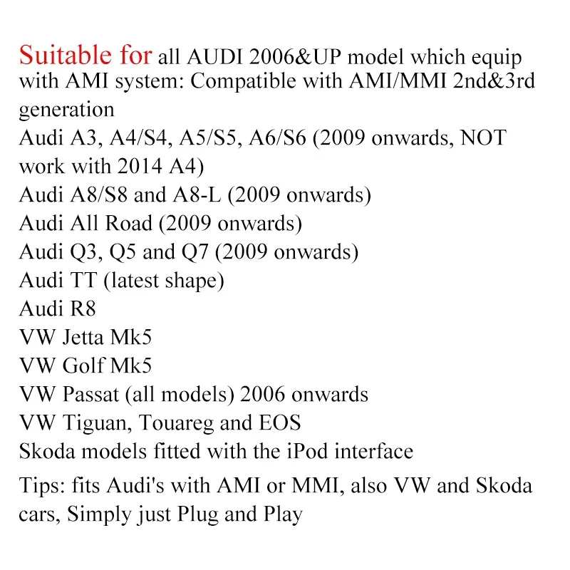 SITAILE музыка Интерфейс ами MMI AUX Кабель-адаптер 3 5 мм Aux-в MP3 кабель для Audi A3/ a4/A5/A6 vw Jetta