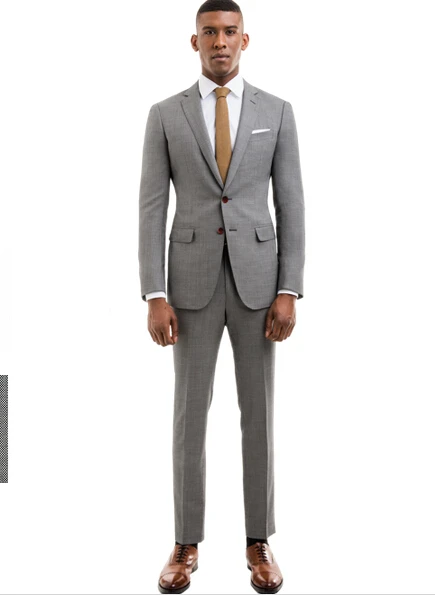 Мужские костюмы из 100% шерсти классические серые приталенные итальянские с двумя