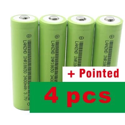 4 PCS with Pointed 18650 3,7 v 3400 mah литиевая аккумуляторная батарея INR18650 с острым для аккумулятор 18650 li ion 3,7 v(1-10 шт - Цвет: 4 PCS with Pointed