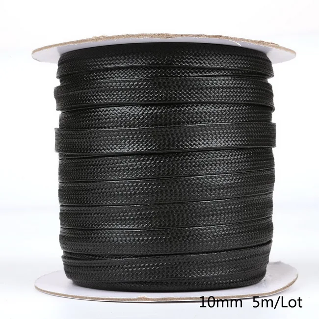 Flat 10mm Black 10/5 м рулон вощеная нить Заводская Полиэстровая сетчатая тесьма шнур коричневый, черный корейский шнур ремень колье Цепочки и ожерелья Бисер веревка подходит браслет "сделай сам" - Цвет: Flat 10mm Black