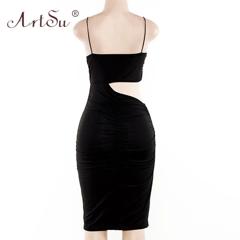 ArtSu/2019 летнее сексуальное Клубное платье без рукавов с ремешками и открытой