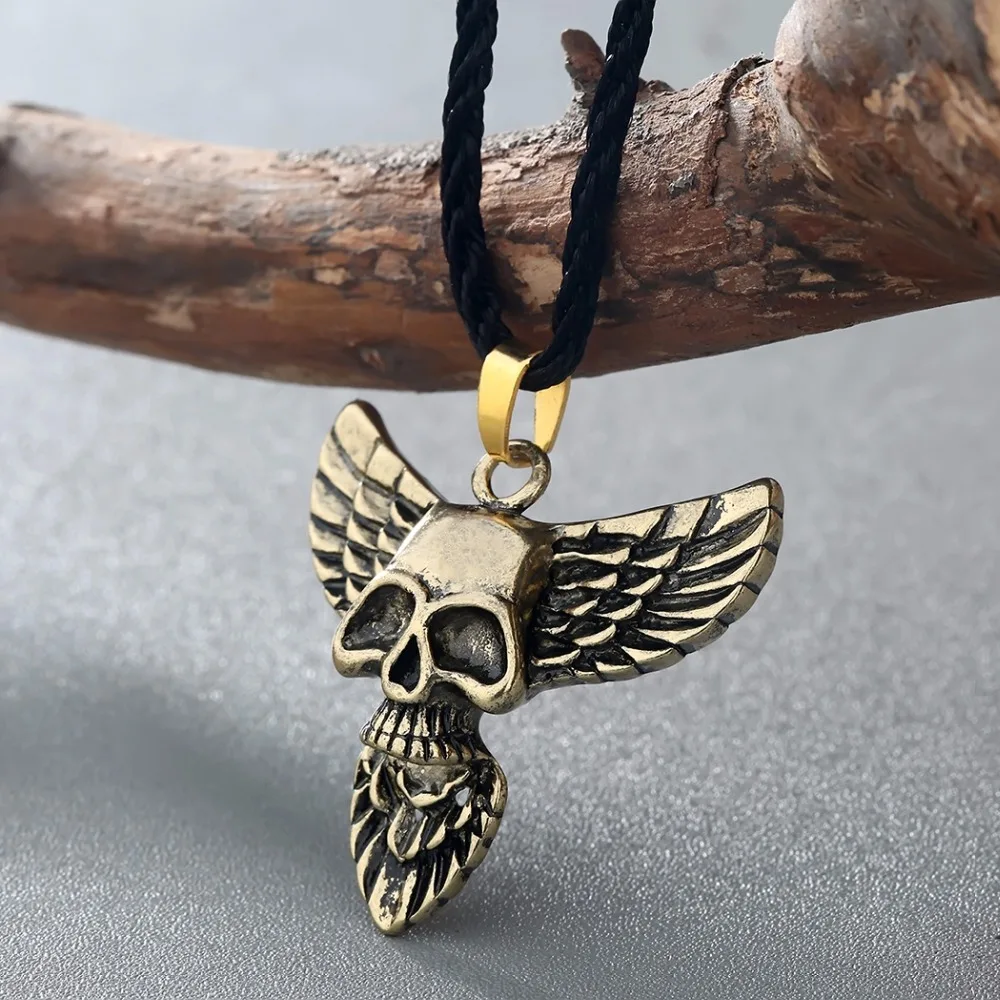 CHENGXUN Мужская мода футболки в стиле панк череп голова Орла неправ ожерелье