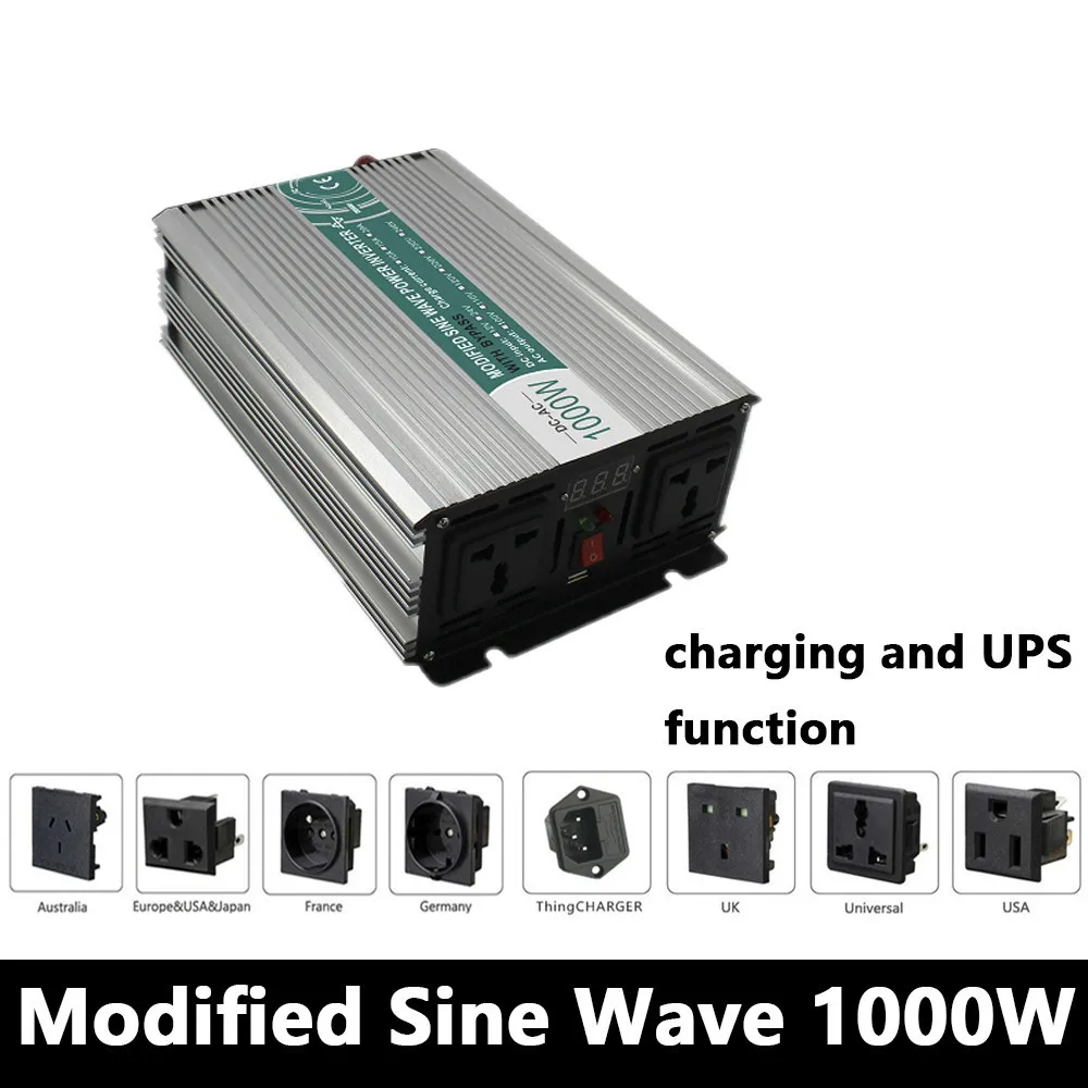 1000 Вт изменение синусоидальный инвертор DC 12 В/24 В/48 В к AC110V/220 решетки солнечных
