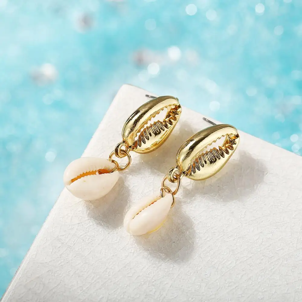 Yobest 28 стилей золотого и серебряного цвета Cowrie металлические морские серьги